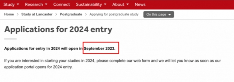 兰卡斯特大学2024秋季入学硕士申请时间9月即将开放