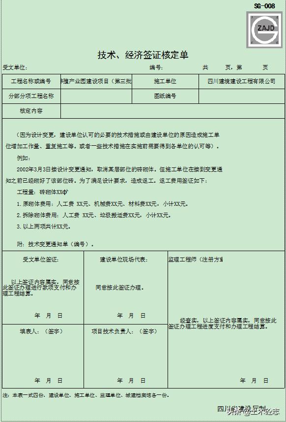 工程建设的工作联系、技术核定单、签证单等具体的适用范围是哪些？