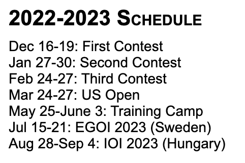 22~23年最新赛季USACO美国信息学奥林匹克竞赛时间表出炉! 22~23年最新赛季USACO美国信息学奥林匹克竞赛时间表出炉!