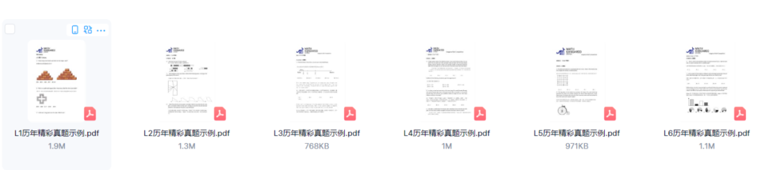 Level1-6等级袋鼠数学竞赛历年真题,资料下载领取! Level1-6等级袋鼠数学竞赛历年真题,资料下载领取!