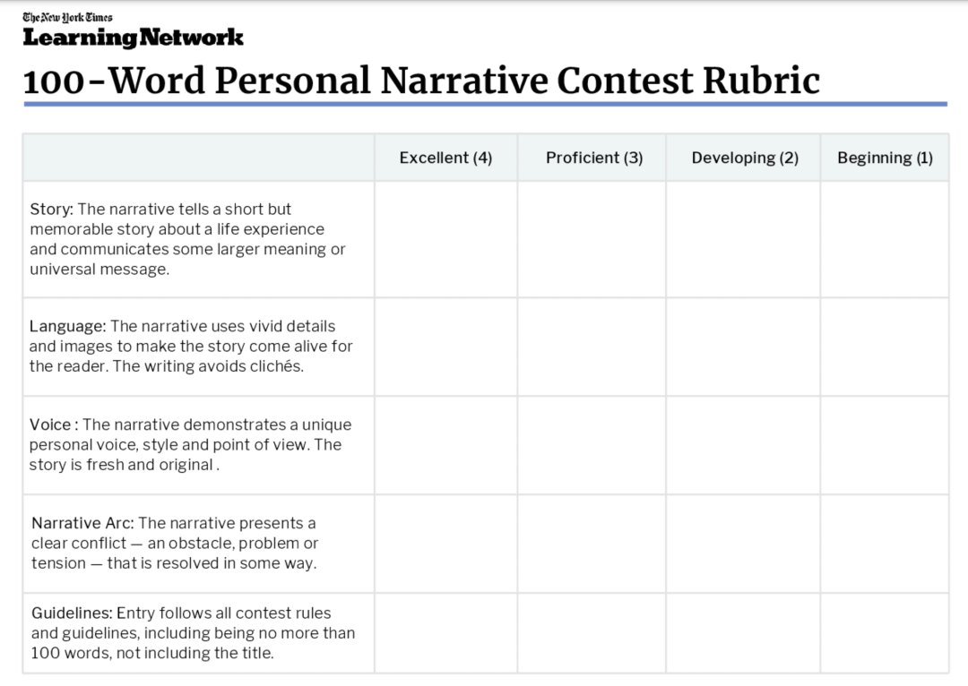 《纽约时报》100字个人叙事写作比赛,2025项目备赛报名,历届获奖作品赏析! 《纽约时报》100字个人叙事写作比赛,2025项目备赛报名,历届获奖作品赏析!