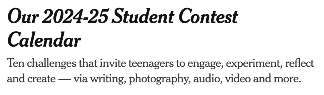 《纽约时报》100字个人叙事写作比赛,2025项目备赛报名,历届获奖作品赏析! 《纽约时报》100字个人叙事写作比赛,2025项目备赛报名,历届获奖作品赏析!