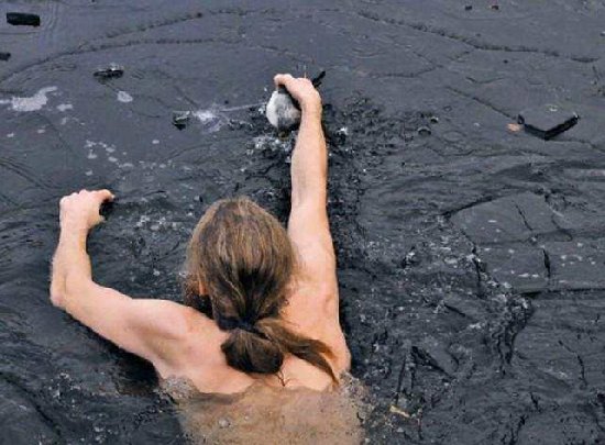 专家发现湖面有不明物体 看清后竟跳下水