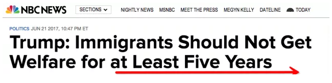 川普为美国人民谋福利 那些想蹭低保的新移民将不能再做“寄生虫”