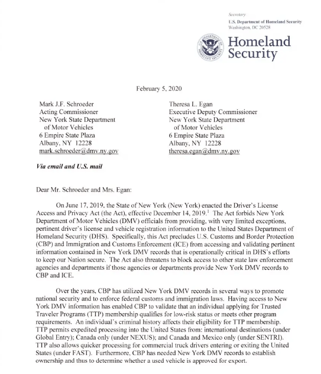 特朗普因移民政策问题而取消了纽约的“全球入境”登记